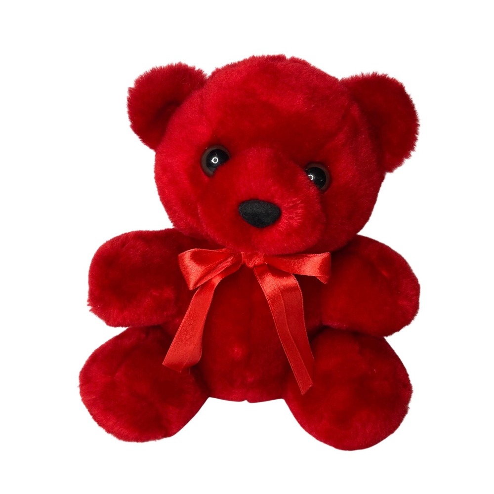 Rainbow Bear Menagerie Red Plush Teddy Bear Sparkle Eyes Red Ribbon Bow‎